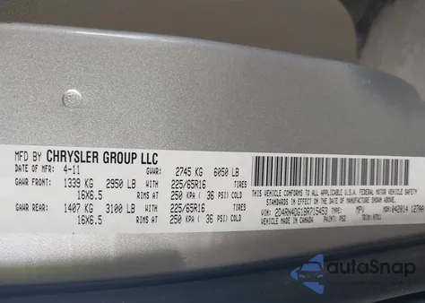 2011 Dodge Grand Caravan Express из США, поврежденный, VIN 2D4RN4DG1BR715453